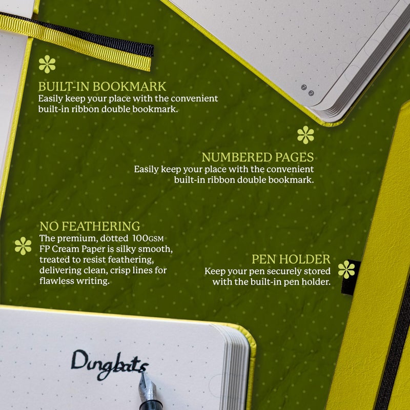 Dingbats* Notebooks Dingbats* Earth Dotted Writing Journal Notebook A5 - Vegan Leather Hardcover - Ideal for Work, Travel - Pocket, Elastic Closure & Bookmark - Image 3